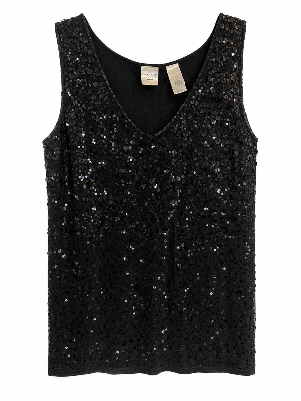 Emma Jannes Black Sequin Sleeveless Top XL Evening Blouse USA